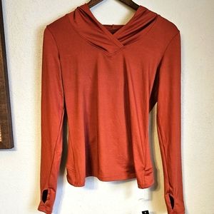 Lululemon Sabrina Burnt Orange Hood Yoga Crop Sz 10
